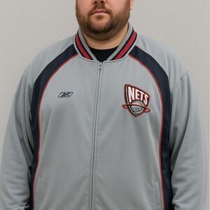 Vintage NBA New Jersey NETS Reebok Warmup Jacket Sz 2XL Basketball Fans Apparel